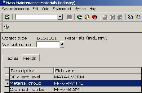 Mass Change of Material Group - Select Field